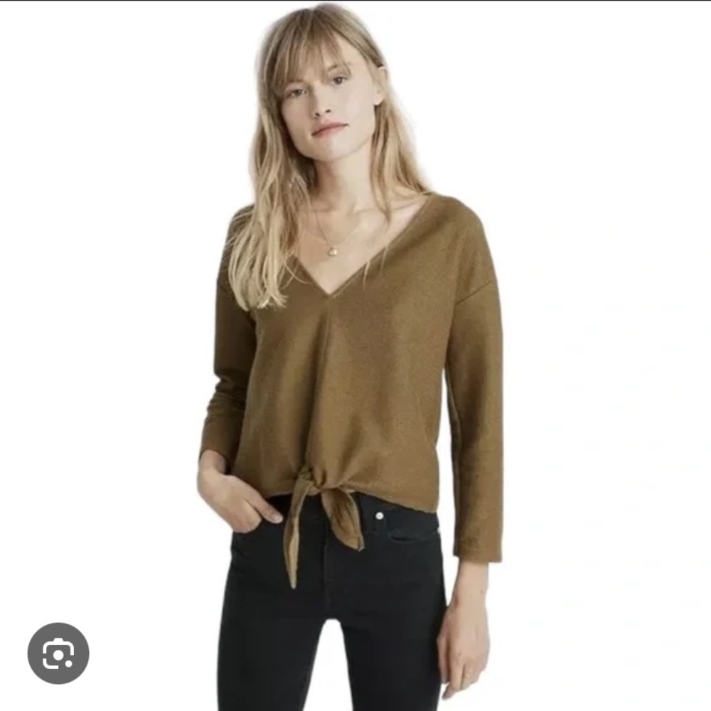 Madewell Brown Tie-Front Top